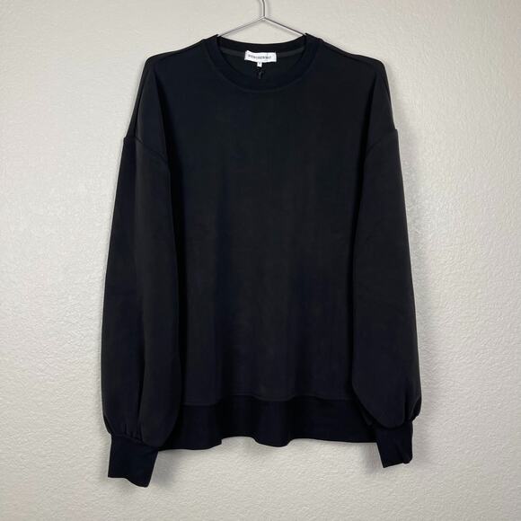 We Wore What Balloon Sleeve Crew Neck Sweatshirt Black XS NWT Oversized Lounge - Picture 6 of 16